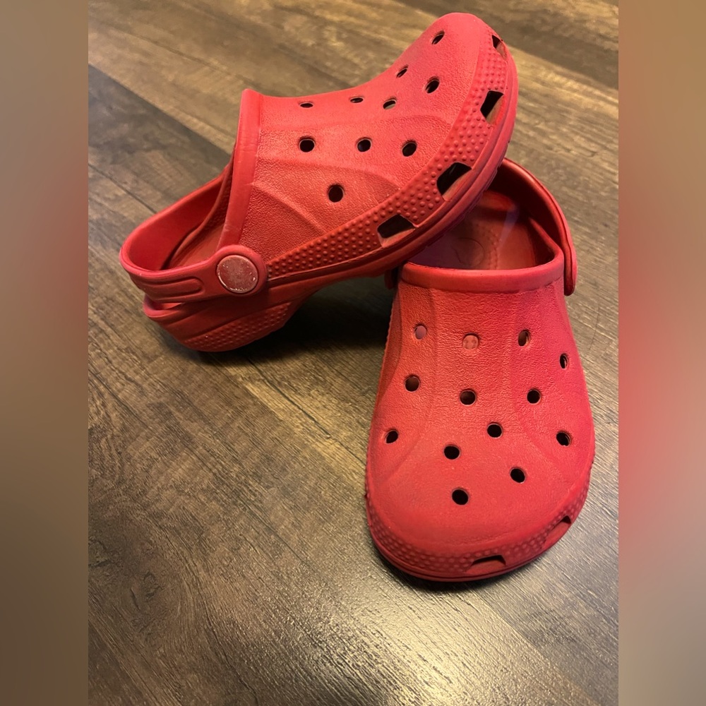 Red Crocs toddler size 10-11